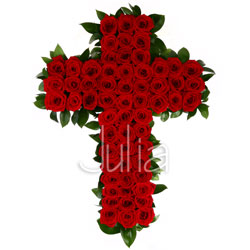 Krzyż pogrzebowy z róż